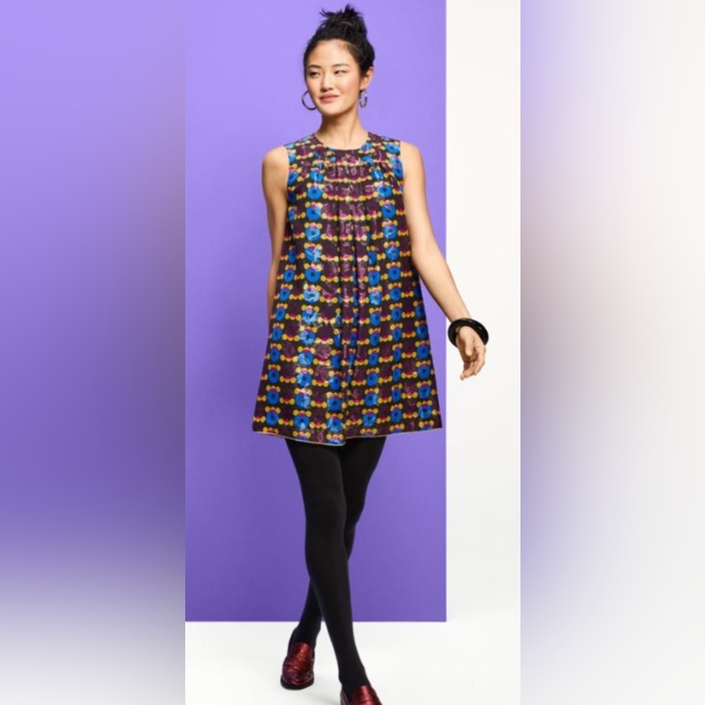 ANNA SUI x TARGET Multicolored Chiffon Dress Women’s Size Medium Retro Disco Mod - Picture 6 of 6